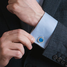 Load image into Gallery viewer, Radiant Blue Catseye Stainless Steel Cufflinks
