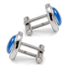Load image into Gallery viewer, Radiant Blue Catseye Stainless Steel Cufflinks
