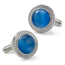 Load image into Gallery viewer, Radiant Blue Catseye Stainless Steel Cufflinks
