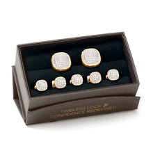 Load image into Gallery viewer, Gold Stainless Steel White Pave Crystal 5-Stud Set
