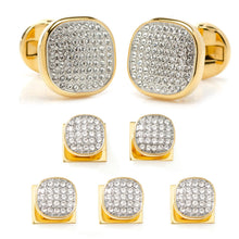 Load image into Gallery viewer, Gold Stainless Steel White Pave Crystal 5-Stud Set
