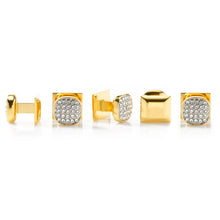 Load image into Gallery viewer, Stainless Steel Gold Plated White Pave Crystal  5-Studs
