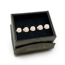 Load image into Gallery viewer, Stainless Steel Gold Plated White Pave Crystal  5-Studs
