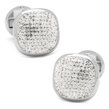 Load image into Gallery viewer, Stainless Steel White Pave Crystal Cufflinks
