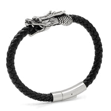 Load image into Gallery viewer, Dragon Head Braided Black Leather Bracelet with Magnetic Closure
