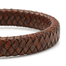 Load image into Gallery viewer, Red Brown Braided Leather Bracelet with Gunmetal Stainless Steel Magnetic Clasp
