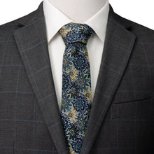 Load image into Gallery viewer, Kaleido Floral Navy Tan Accented Men's Tie
