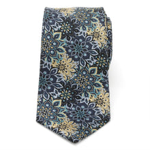 Load image into Gallery viewer, Kaleido Floral Navy Tan Accented Men's Tie
