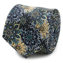 Load image into Gallery viewer, Kaleido Floral Navy Tan Accented Men's Tie
