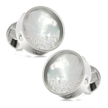 Load image into Gallery viewer, Mother of Pearl Floating Crystals Cufflinks
