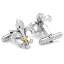 Load image into Gallery viewer, Stainless Steel Two-Tone Fleur De Lis Cufflinks
