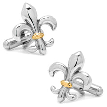 Load image into Gallery viewer, Stainless Steel Two-Tone Fleur De Lis Cufflinks
