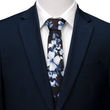 Load image into Gallery viewer, Painted Floral Black Silk Men's Tie
