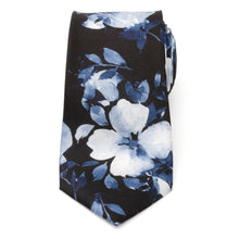 Load image into Gallery viewer, Painted Floral Black Silk Men's Tie
