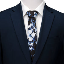Load image into Gallery viewer, Painted Floral Blue Necktie and Pocket Square Gift Set
