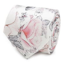 Load image into Gallery viewer, Painted Floral Gray Silk Men's Tie

