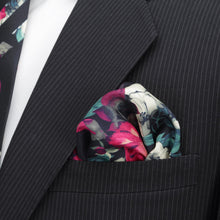 Load image into Gallery viewer, Painted Floral Navy Pocket Square
