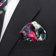 Load image into Gallery viewer, Painted Floral Navy Necktie and Pocket Square Gift Set
