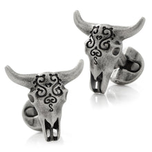 Load image into Gallery viewer, Antique Stainless Steel Carved Cow's Skull
