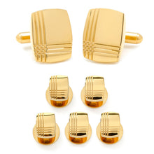 Load image into Gallery viewer, Stainless Steel Gold Tartan 5-Stud Set
