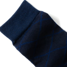 Load image into Gallery viewer, Grid Navy Men's Socks
