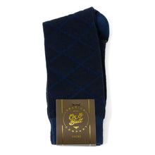 Load image into Gallery viewer, Grid Navy Men's Socks
