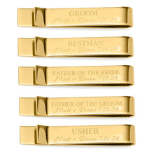 Load image into Gallery viewer, Wedding Party Gold Engravable Tie Bar
