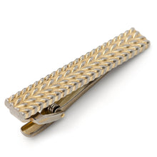 Load image into Gallery viewer, Antique Gold Herringbone Tie Clip

