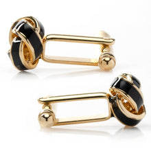 Load image into Gallery viewer, Black and Gold Knot Cufflinks
