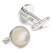 Load image into Gallery viewer, Silver and Mother of Pearl Cufflinks
