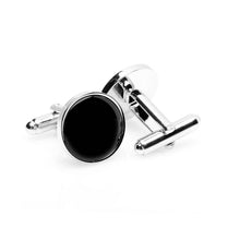 Load image into Gallery viewer, Silver and Onyx Cufflinks
