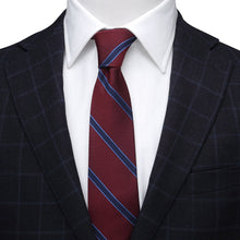 Load image into Gallery viewer, The Phillip Tie (Burgundy Stripe Men's Tie)
