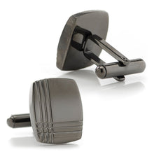 Load image into Gallery viewer, Stainless Steel Gunmetal Tartan Plaid Cufflinks
