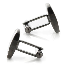 Load image into Gallery viewer, Stainless Steel Gunmetal Tartan Plaid Cufflinks
