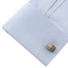 Load image into Gallery viewer, Stainless Steel Gunmetal Tartan Plaid Cufflinks
