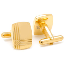 Load image into Gallery viewer, Stainless Steel Gold Tartan Plaid Cufflinks
