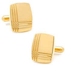 Load image into Gallery viewer, Stainless Steel Gold Tartan Plaid Cufflinks
