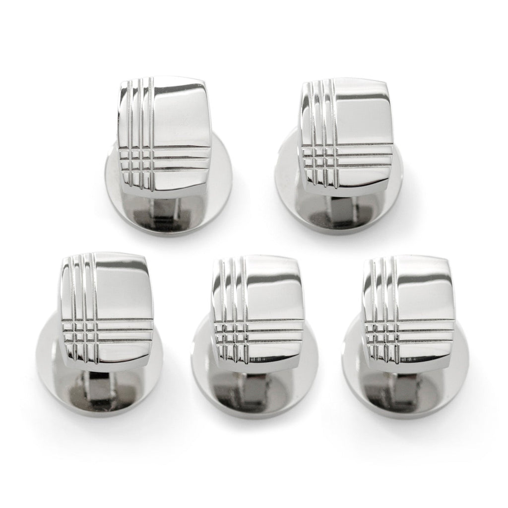 Stainless Steel Tartan Plaid 5-Studs