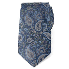 Load image into Gallery viewer, Blue &amp; Gray Paisley Men's Tie
