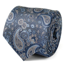 Load image into Gallery viewer, Blue &amp; Gray Paisley Men's Tie
