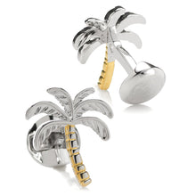 Load image into Gallery viewer, Palm Tree Silver Gold Cufflinks
