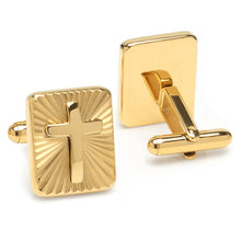 Load image into Gallery viewer, Radiant Cross Gold Sterling Silver Cufflinks
