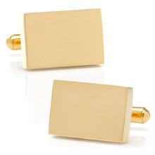 Load image into Gallery viewer, Engravable Rectangle Gold Cufflinks and Tie Bar Gift Set
