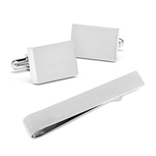 Load image into Gallery viewer, Engravable Rectangle Cufflinks and Tie Bar Gift Set

