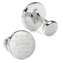 Load image into Gallery viewer, Birth Details Custom Photo Engravable Cufflinks
