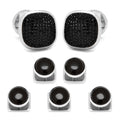 Mixed Pave Crystal and Onyx 5-Stud Set