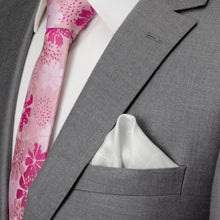 Load image into Gallery viewer, Soft Floral Gray Silk Men's Pocket Square
