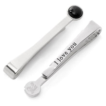 Load image into Gallery viewer, Silver and Onyx Tie Bar
