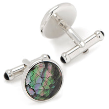 Load image into Gallery viewer, Sterling Mosaic Smoke Mother of Pearl Cufflinks
