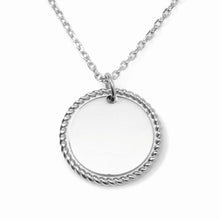 Load image into Gallery viewer, Stainless Steel Engravable Round Rope Edge Pendant Women's Box Chain Necklace
